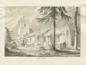Enville kirke: sepia-tegning, 1837 av Thomas Peploe Wood