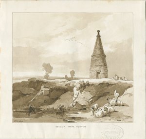 Forton - Obelisk: vasketegning av Thomas Peploe Wood