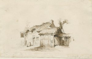 Fradswell - Cottage on Heath: blyant- og vasketegning av Thomas Peploe Wood