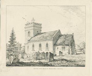 Fradswell Church: penn- og blekktegning av Thomas Peploe Wood