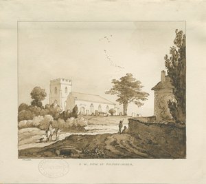 Fulford Church: sepia-tegning av Thomas Peploe Wood
