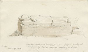 Gayton Church: blyant- og vasketegning, 27. mars 1838 (tegning) av Thomas Peploe Wood