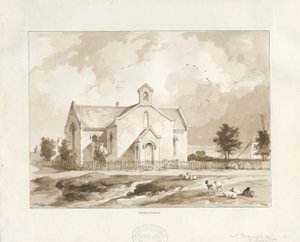 Gentleshaw Church: sepia-tegning av Thomas Peploe Wood