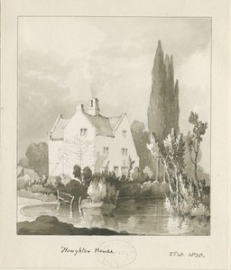 Haughton - Hus: sepia vask tegning av Thomas Peploe Wood