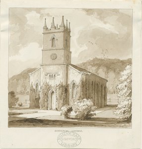Kidsgrove Church: sepia-tegning av Thomas Peploe Wood