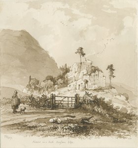 Kinver Edge: sepia-tegning, 1837 av Thomas Peploe Wood