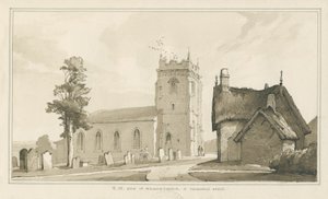 Milwich Church and Parsonage House: penn- og vasketegning, nd [?1838] (tegning) av Thomas Peploe Wood