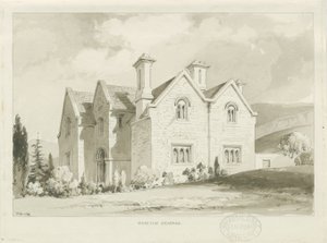 Moreton Vicarage: sepia vasketegning, 1841 av Thomas Peploe Wood