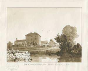 Norbury Manor: sepia vasketegning, 1838 av Thomas Peploe Wood
