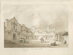 Stafford - Alms Houses: sepia-tegning, nd [1837] (tegning) av Thomas Peploe Wood