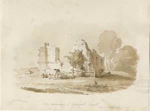 Stafford - Creswell Chapel: sepia-tegning (vignettert) av Thomas Peploe Wood