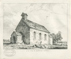 Stafford - Marston Chapel: penn- og blekktegning av Thomas Peploe Wood
