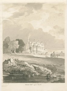 Weston-on-Trent - Hall: sepia-tegning av Thomas Peploe Wood