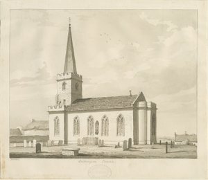 Whittington Church: sepia-tegning av Thomas Peploe Wood