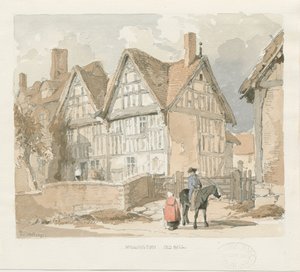 Wigginton Old Hall: vannfargemaleri, 1841 av Thomas Peploe Wood