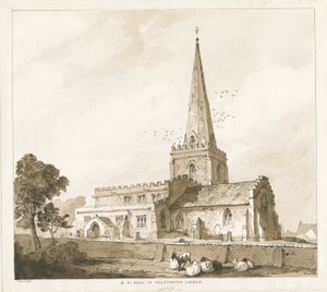 Wolstanton Church: gravering og [?1800-tallet] av Thomas Peploe Wood