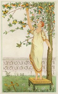Danae blant appelsintrærne (farge litho) av Thomas Ralph Spence