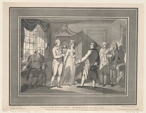 Kaptein Bowling introdusert for Narcissa, 12. mai 1800., 12. mai 1800. Skapere: Thomas Rowlandson, Joseph Constantine Stadler.