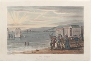 Sea Bathing, fra Poetical Sketches of Scarborough, 1813., 1813. Skapere: Thomas Rowlandson, Joseph Constantine Stadler, J. Bluck. av Thomas Rowlandson, Joseph Constantine Stadler, J. Bluck