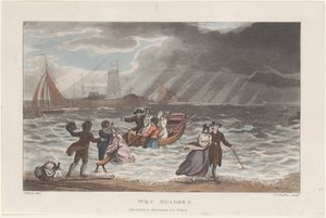 Wet Quakers, fra Poetical Sketches of Scarborough, 1813., 1813. Skapere: Thomas Rowlandson, Joseph Constantine Stadler, J. Bluck. av Thomas Rowlandson, Joseph Constantine Stadler, J. Bluck