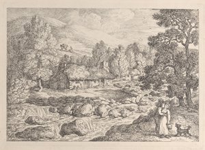 En foss i Cornwall, fra «Views in Cornwall» av Thomas Rowlandson