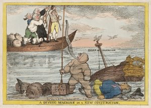 En dykkermaskin på en ny grunnlov, pub. 1806 av Thomas Rowlandson