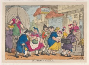 En forferdelig katastrofe, eller frøken Fubby Fatarmins parykk tok fyr, 12. september ..., 12. september 1813. av Thomas Rowlandson