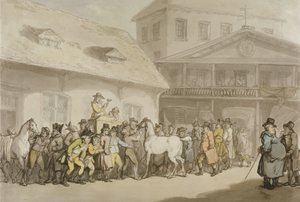 En hestesalg i Hopkins’ Repository, Barbican av Thomas Rowlandson