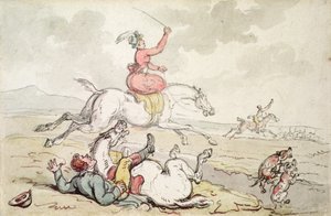 En jakthendelse (penn og blekk og akvarell på papir) av Thomas Rowlandson