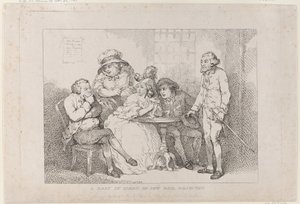 En kvinne i limbo, eller: Kausjonssøknad for jøde avslått av Thomas Rowlandson