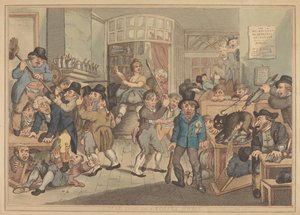 En gal hund på en kafé av Thomas Rowlandson