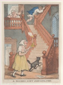 A Maiden Aunt Smelling Fire, [1. mai 1806], gjenutgitt 1. mai..., [1. mai 1806], gjenutgitt 1. mai 1812. av Thomas Rowlandson