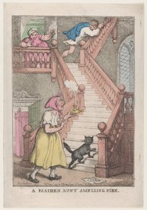 En jomfru tante som lukter ild, 4. mai 1806., 4. mai 1806. av Thomas Rowlandson
