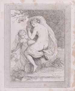 En nymfe som tørker seg selv, 1790-99., 1790-99. av Thomas Rowlandson