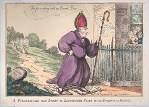 En pilegrimsreise fra Surry til Gloucester Place eller Bishop in an Extacy, 27. februar 1809. av Thomas Rowlandson