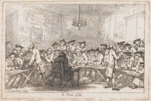 Et trykt salg - en nattauksjon, 1788., 1788. av Thomas Rowlandson