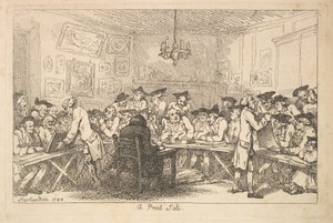 Et trykt salg - en nattauksjon, 1788. av Thomas Rowlandson