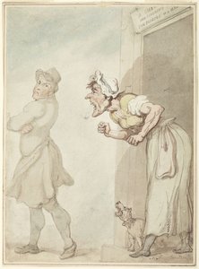 En røykende skorstein og en skjelende kone: Menneskets plager av Thomas Rowlandson