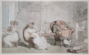 A Stolen Kiss (akvarell på papir) av Thomas Rowlandson