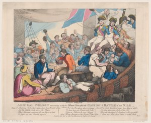 Admiral Nelson gjenskaper med sine modige tjærer etter det strålende slaget ved..., 20. oktober 1798. av Thomas Rowlandson