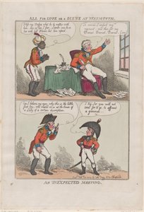 Alt for kjærlighet eller en scene i Weymouth, et uventet møte, 26. februar 1809., 26. februar 1809. av Thomas Rowlandson
