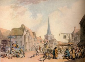 En gammel engelsk landsbyscene fra 1700-tallet. 1941 av Thomas Rowlandson