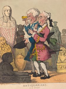 Antikvarier a la Greque, pub. 1805 (håndfarget gravering) av Thomas Rowlandson