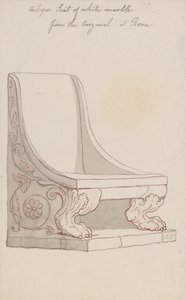 Antikt sete i hvit marmor, etter originalen i Roma av Thomas Rowlandson