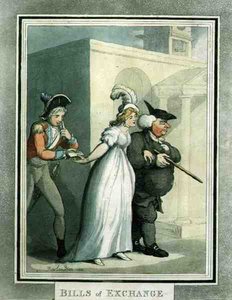 Veksler, pub. av Rudolph Ackermann av Thomas Rowlandson