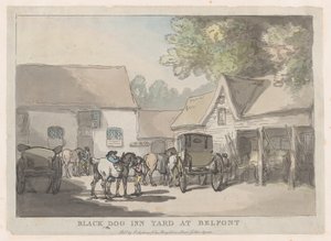 Black Dog Inn Yard at Belfont, 1785-87., 1785-87. av Thomas Rowlandson