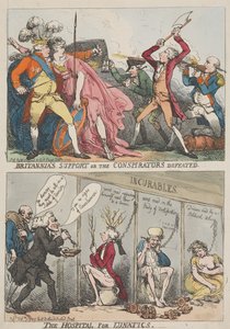 Britannias støtte eller konspiratørenes nederlag – Sykehuset for sinnssyke av Thomas Rowlandson