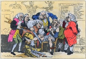 Karikatur av georgiske kirurger på jobb av Thomas Rowlandson