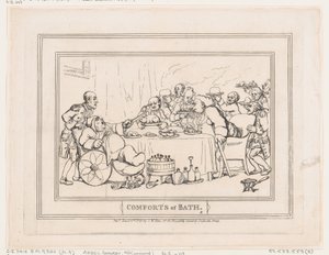Comforts of Bath, Plate 9, 6. januar 1798., 6. januar 1798. av Thomas Rowlandson