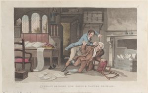 Conflict Between Quae Genus og Advokat Gripe-all, fra The History of Johnny Q..., 1. oktober 1821. av Thomas Rowlandson